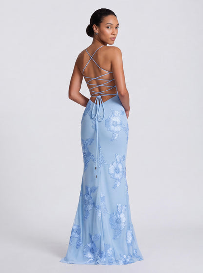 Sequin Corset Backless Maxi Dress