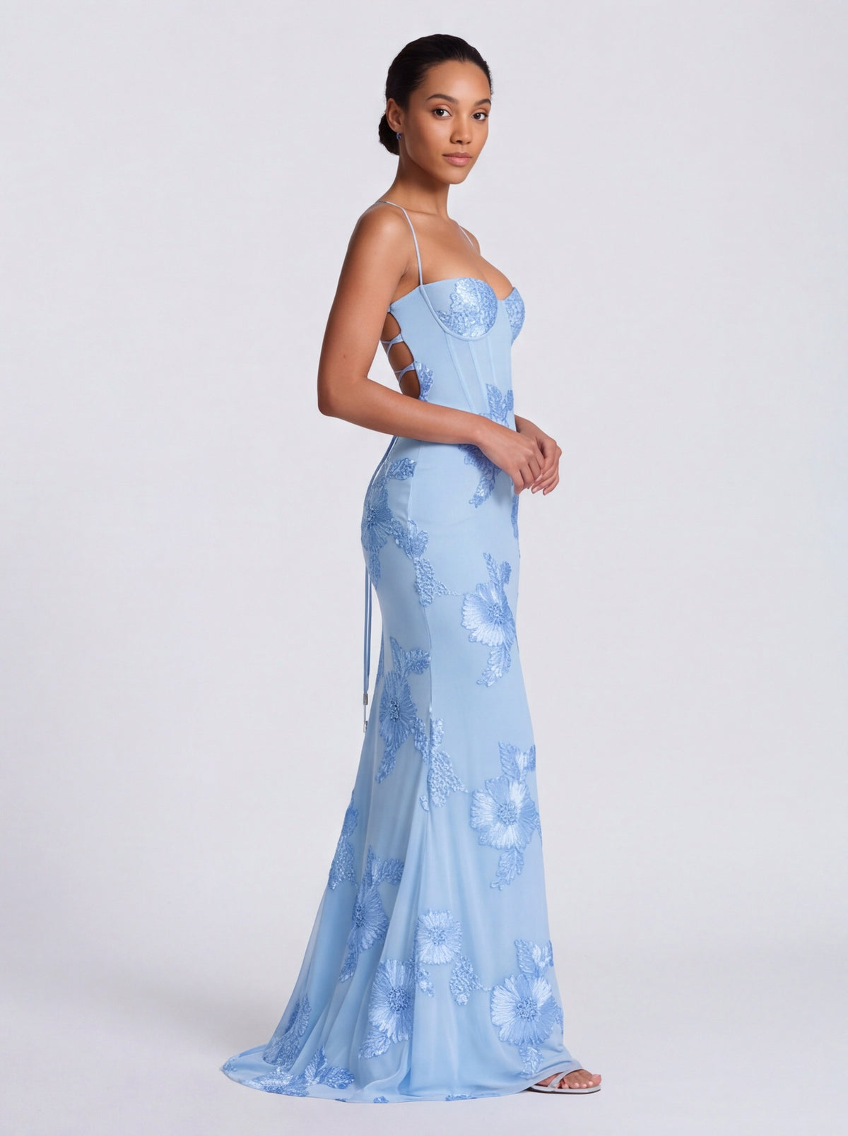 Sequin Corset Backless Maxi Dress