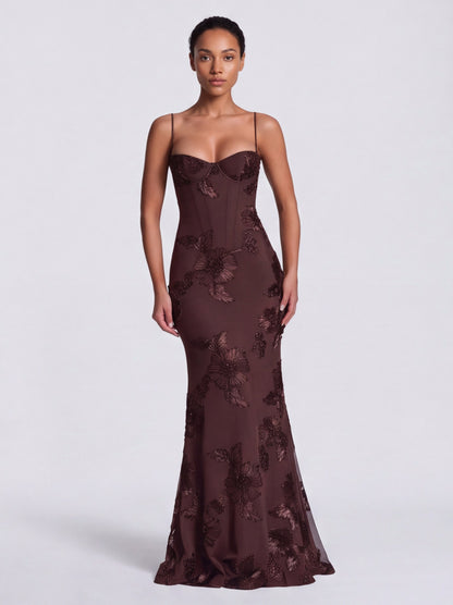Sequin Corset Backless Maxi Dress