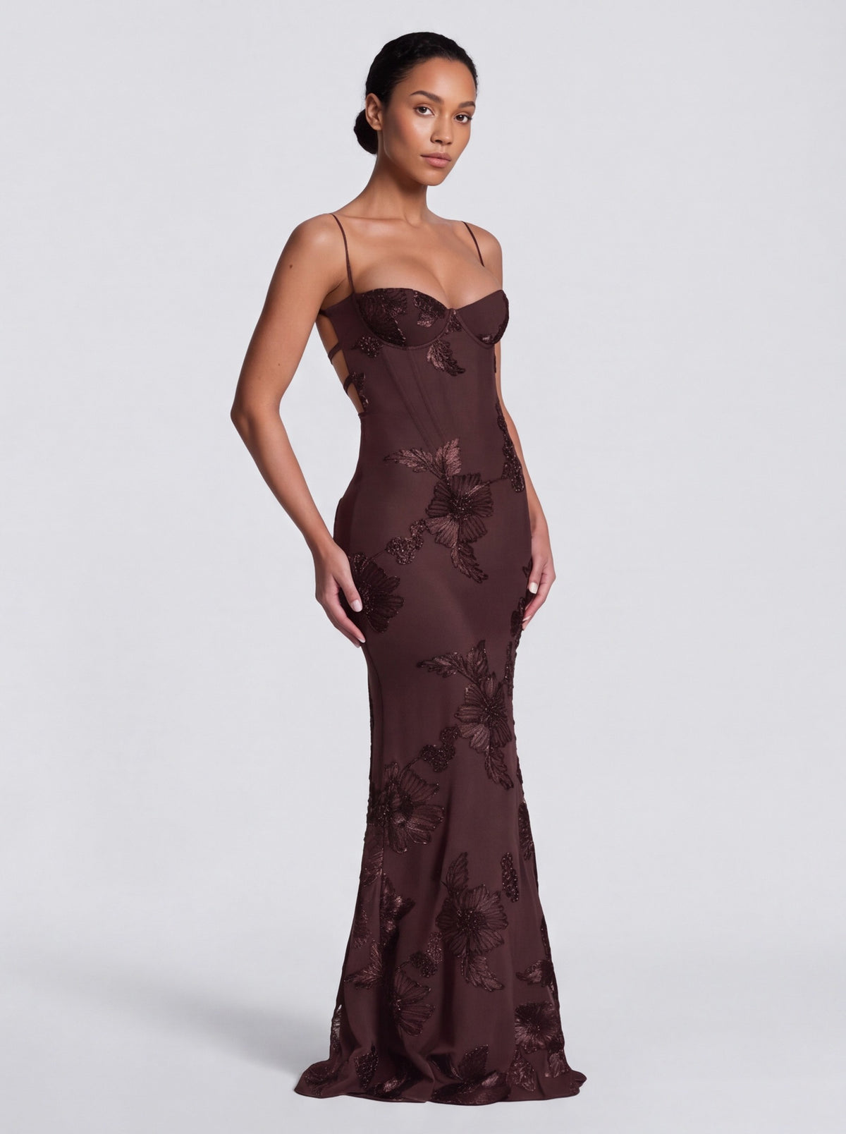 Sequin Corset Backless Maxi Dress