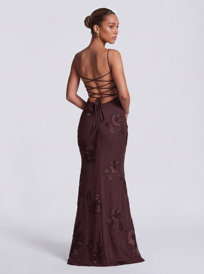 Sequin Corset Backless Maxi Dress