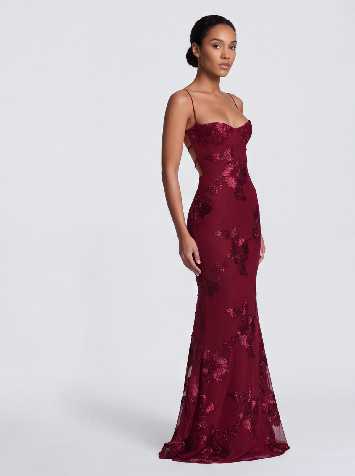 Sequin Corset Backless Maxi Dress