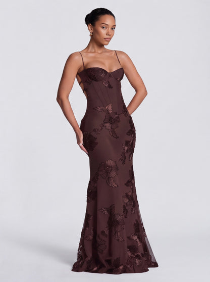 Sequin Corset Backless Maxi Dress