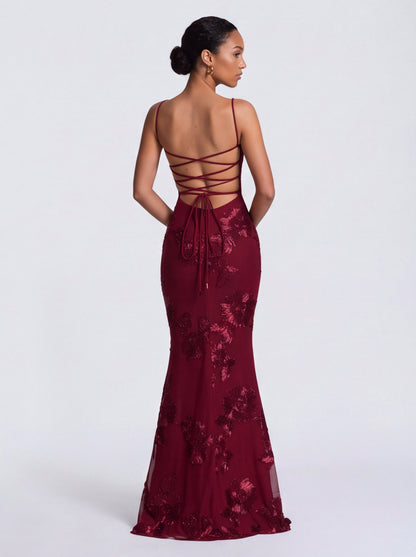 Sequin Corset Backless Maxi Dress