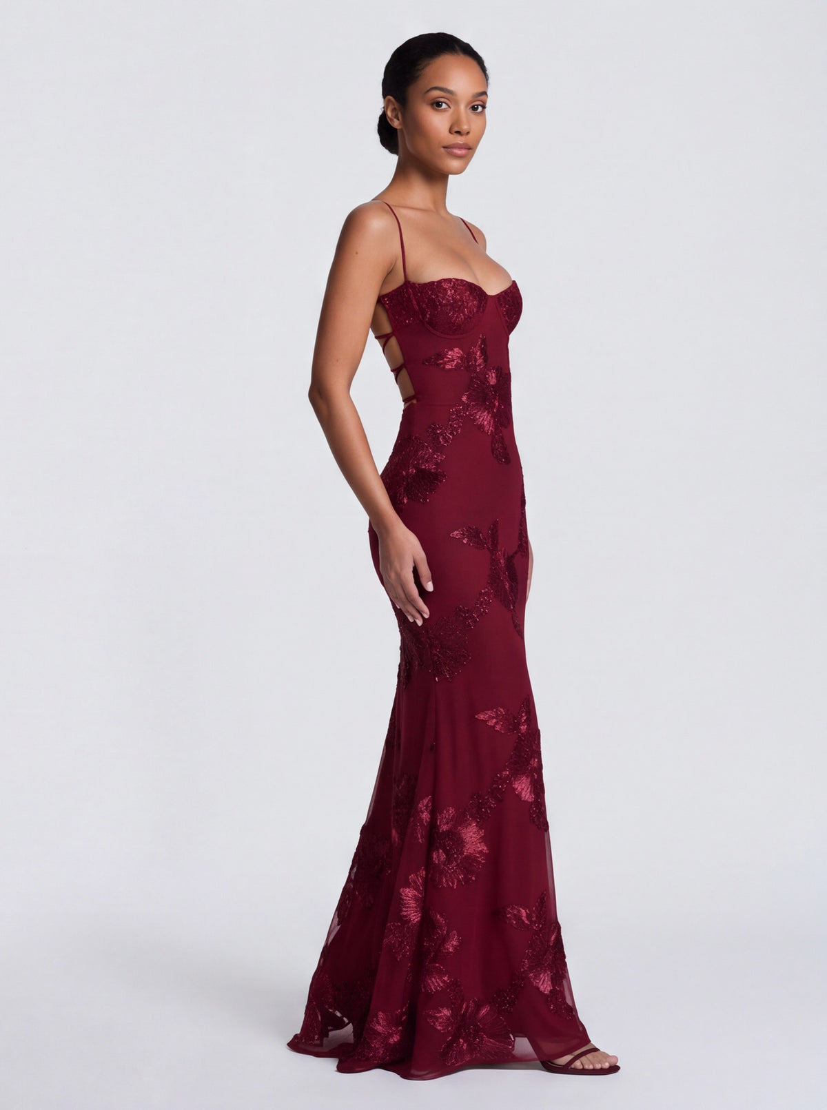 Sequin Corset Backless Maxi Dress