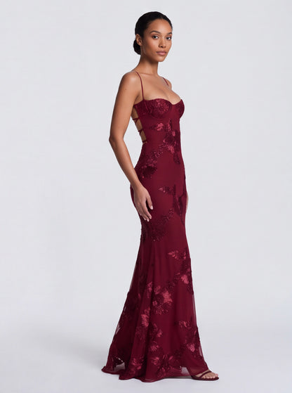 Sequin Corset Backless Maxi Dress