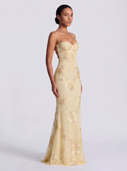 Sequin Corset Backless Maxi Dress