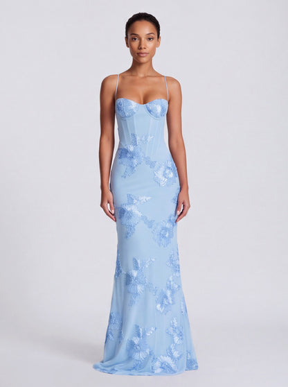 Sequin Corset Backless Maxi Dress