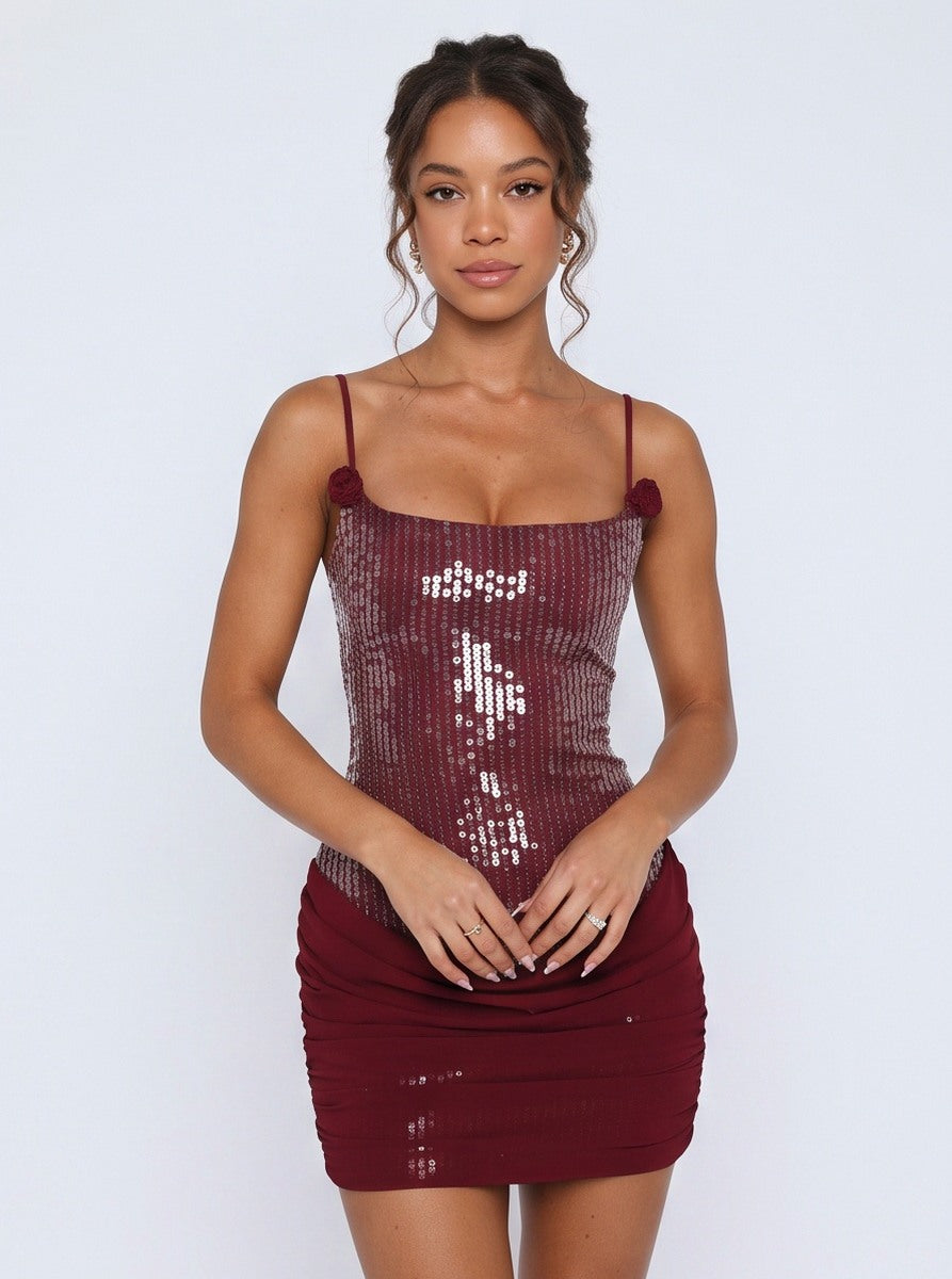 Sequin Corset Lace Up Mini Dress