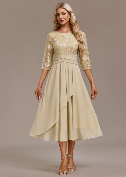 Sequin Embroidered Short Sleeve Draped Midi Dress