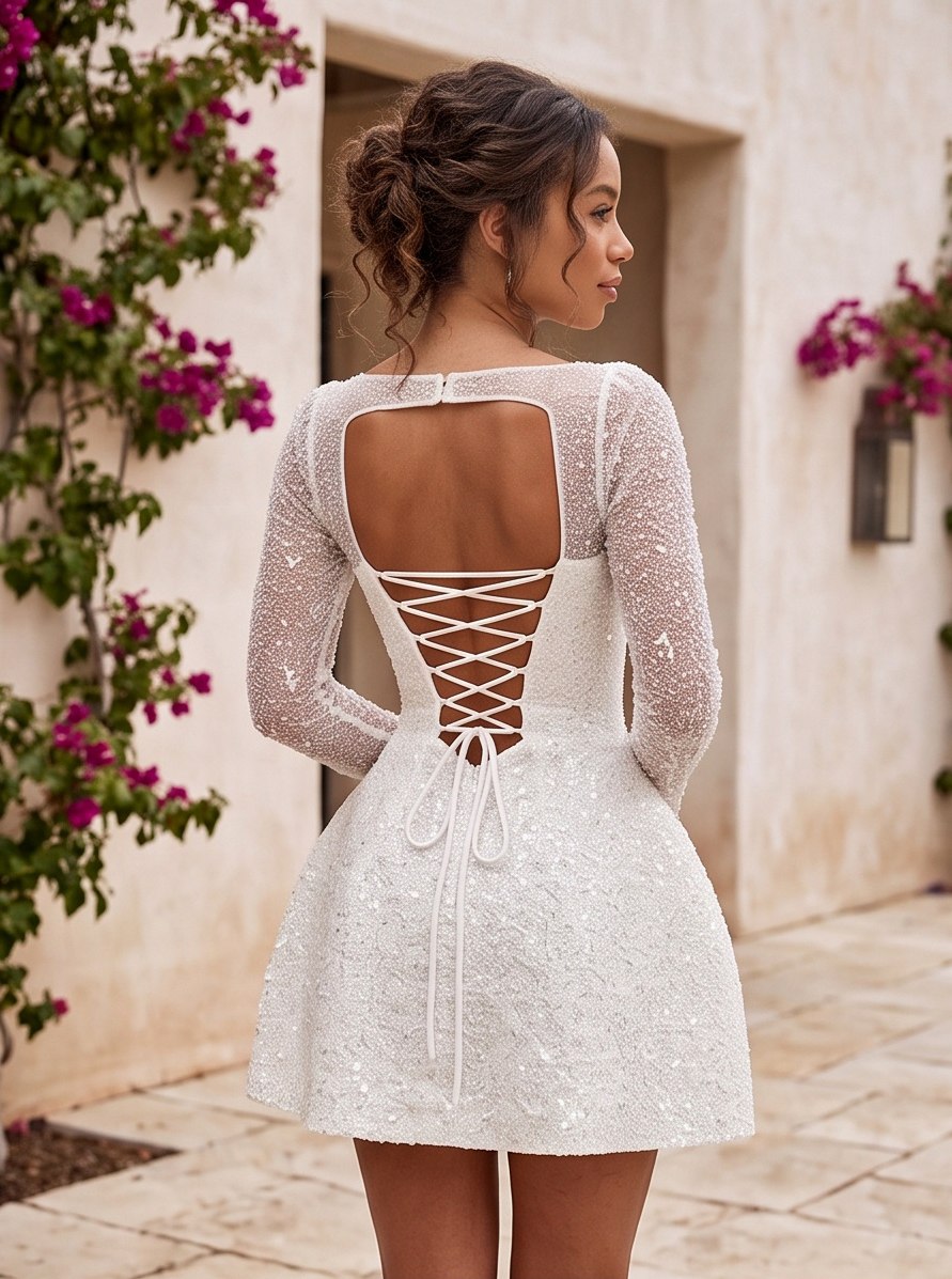 Sequin Long Sleeve Mini Dress