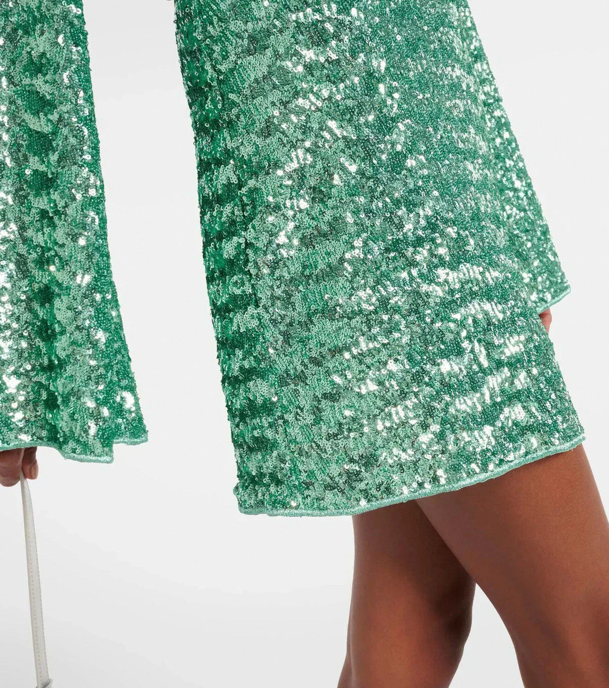 Sequin Plunge Long Sleeve Mini Dress