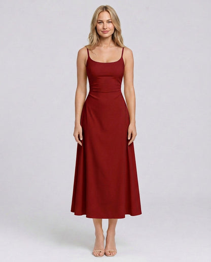 Square Neck A-Line Midi Dress