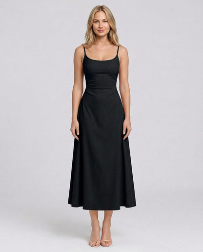 Square Neck A-Line Midi Dress