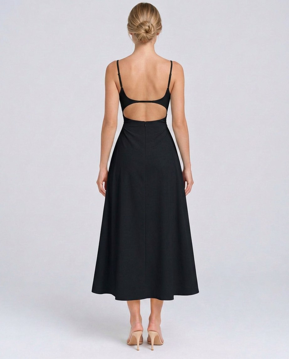 Square Neck A-Line Midi Dress