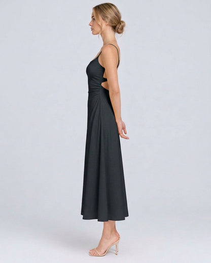 Square Neck A-Line Midi Dress