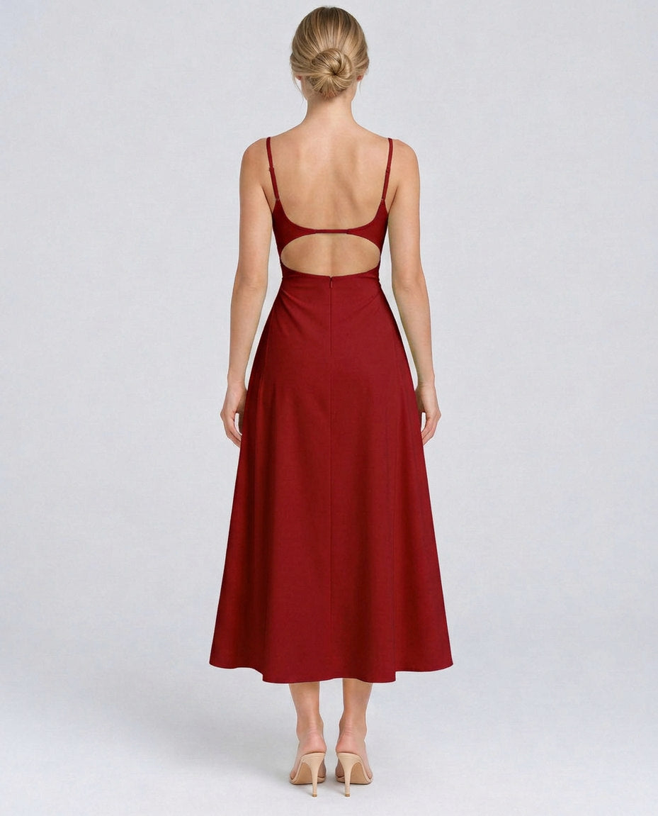 Square Neck A-Line Midi Dress