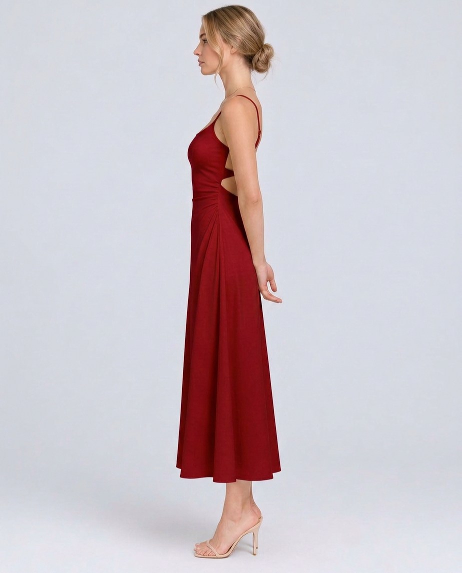 Square Neck A-Line Midi Dress