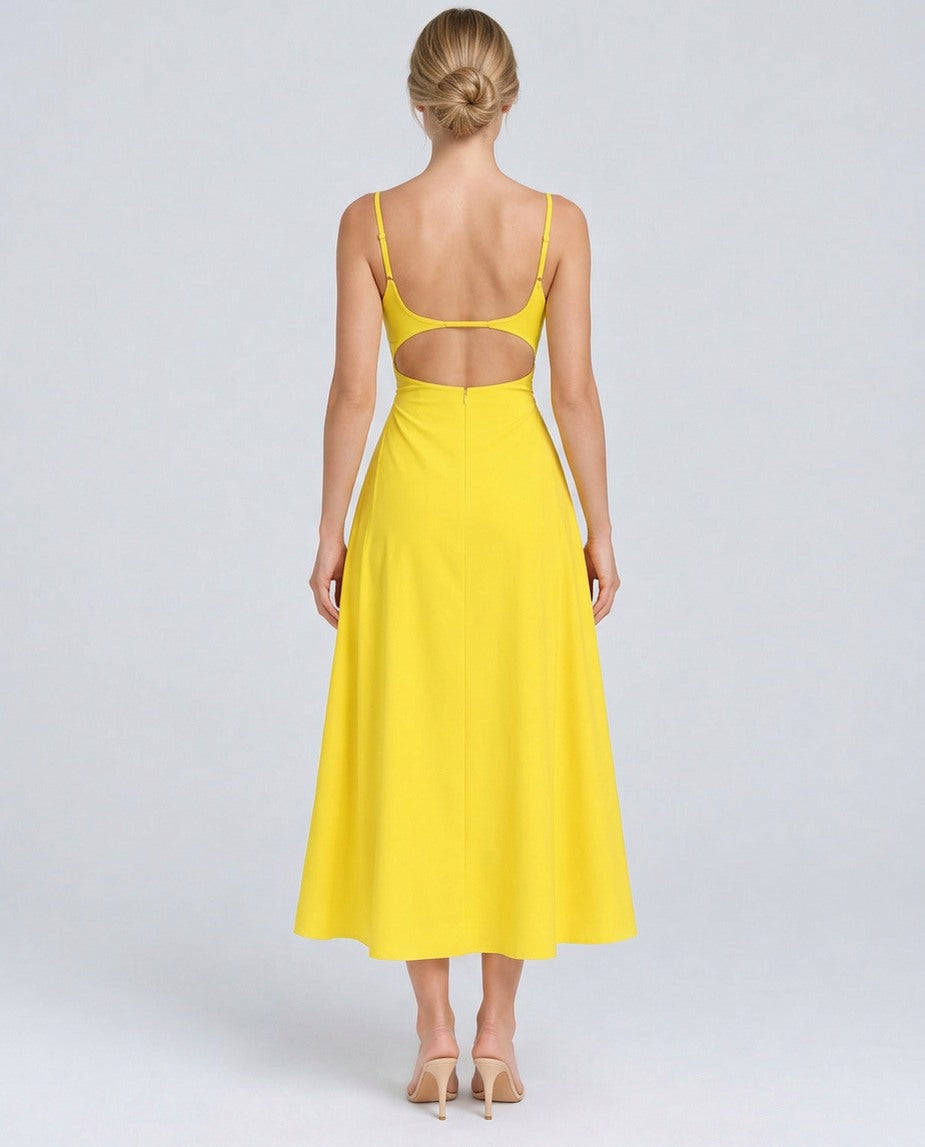 Square Neck A-Line Midi Dress