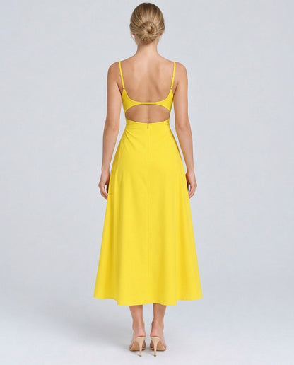 Square Neck A-Line Midi Dress