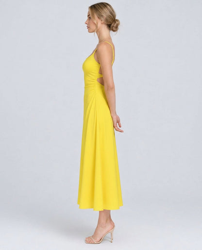 Square Neck A-Line Midi Dress
