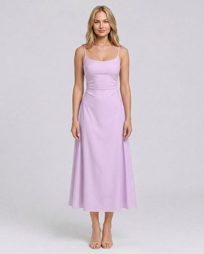 Square Neck A-Line Midi Dress