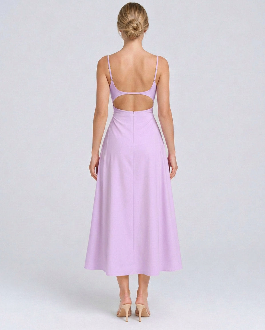 Square Neck A-Line Midi Dress