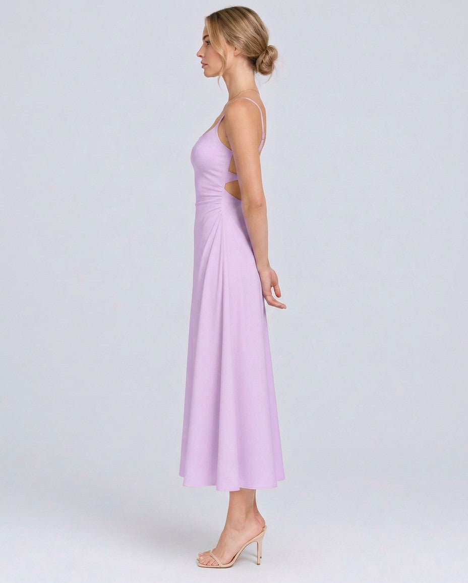 Square Neck A-Line Midi Dress