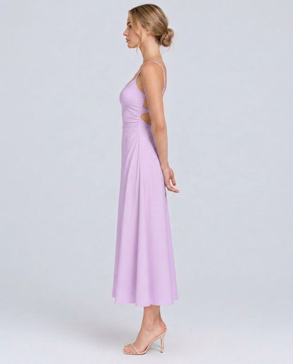 Square Neck A-Line Midi Dress
