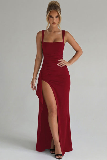 Square Neck High Slit Maxi Dress