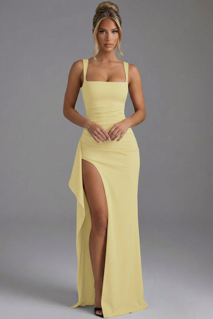 Square Neck High Slit Maxi Dress