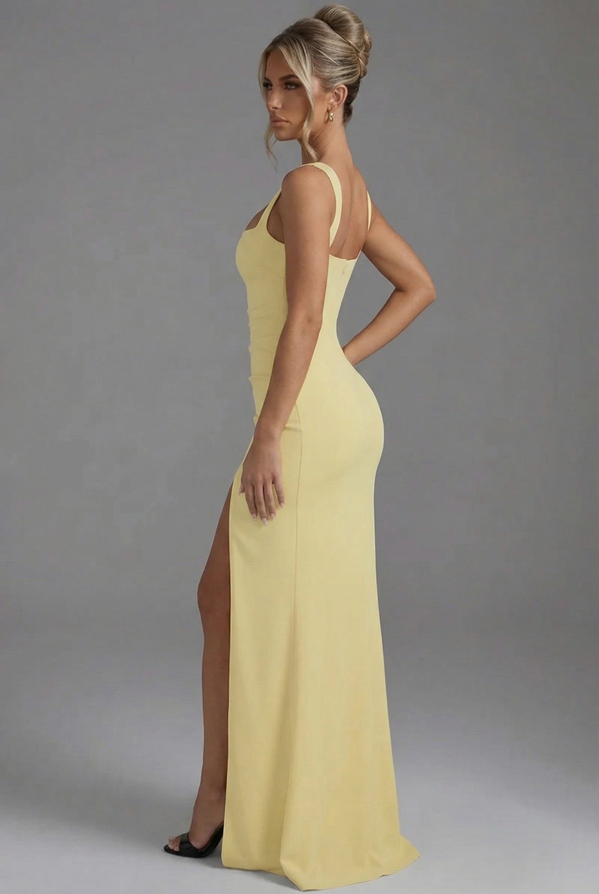 Square Neck High Slit Maxi Dress