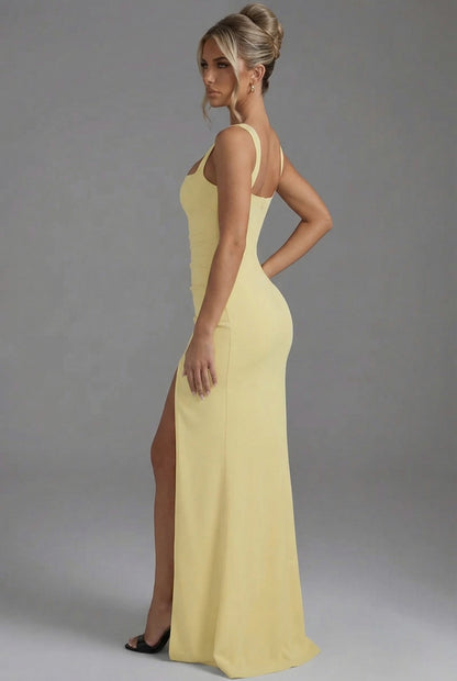 Square Neck High Slit Maxi Dress