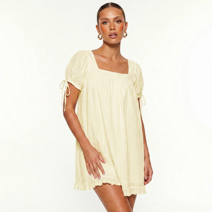 Square Neck Puff Sleeve Mini Dress