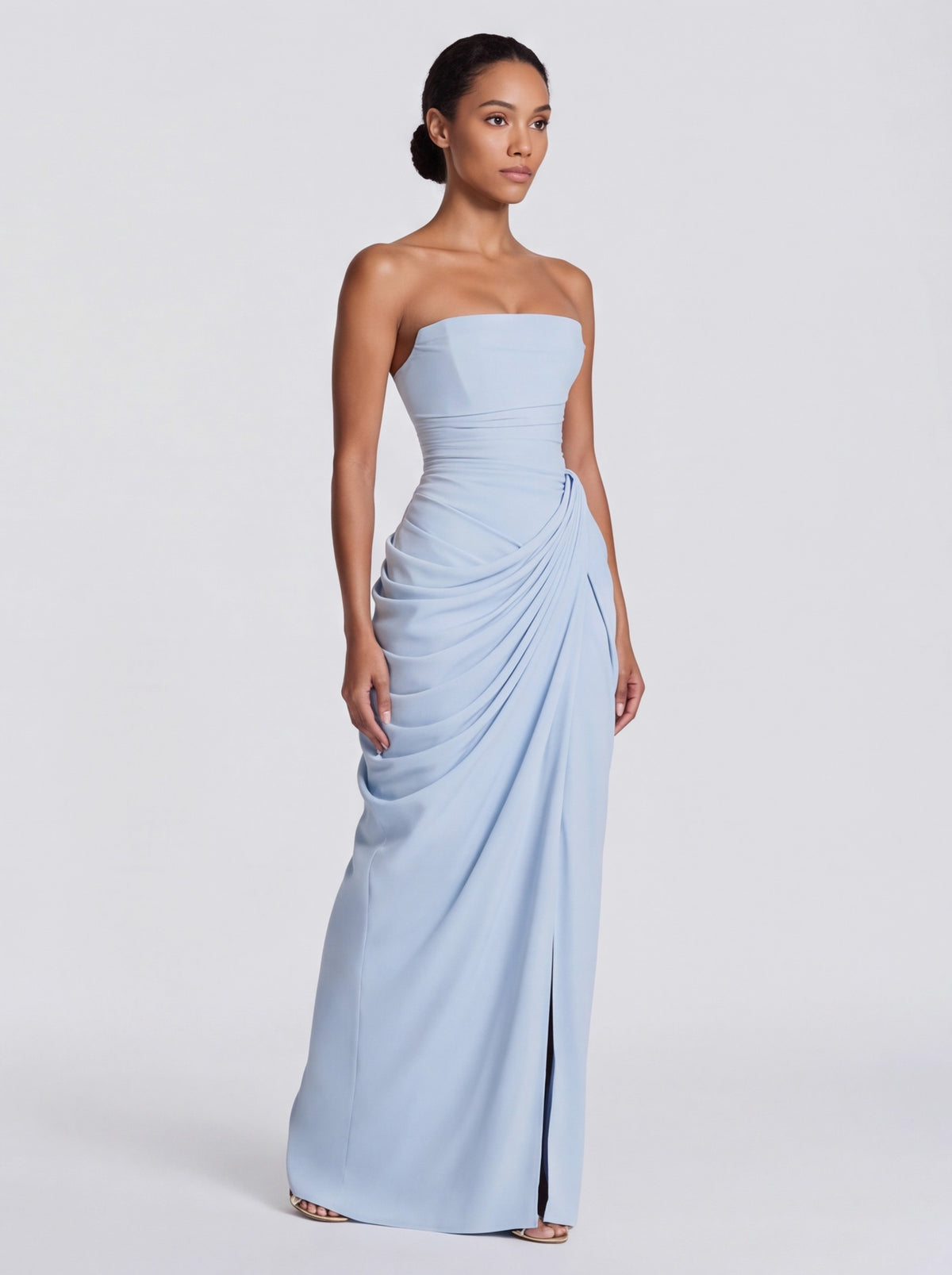 Strapless Corset Ruched Maxi Dress