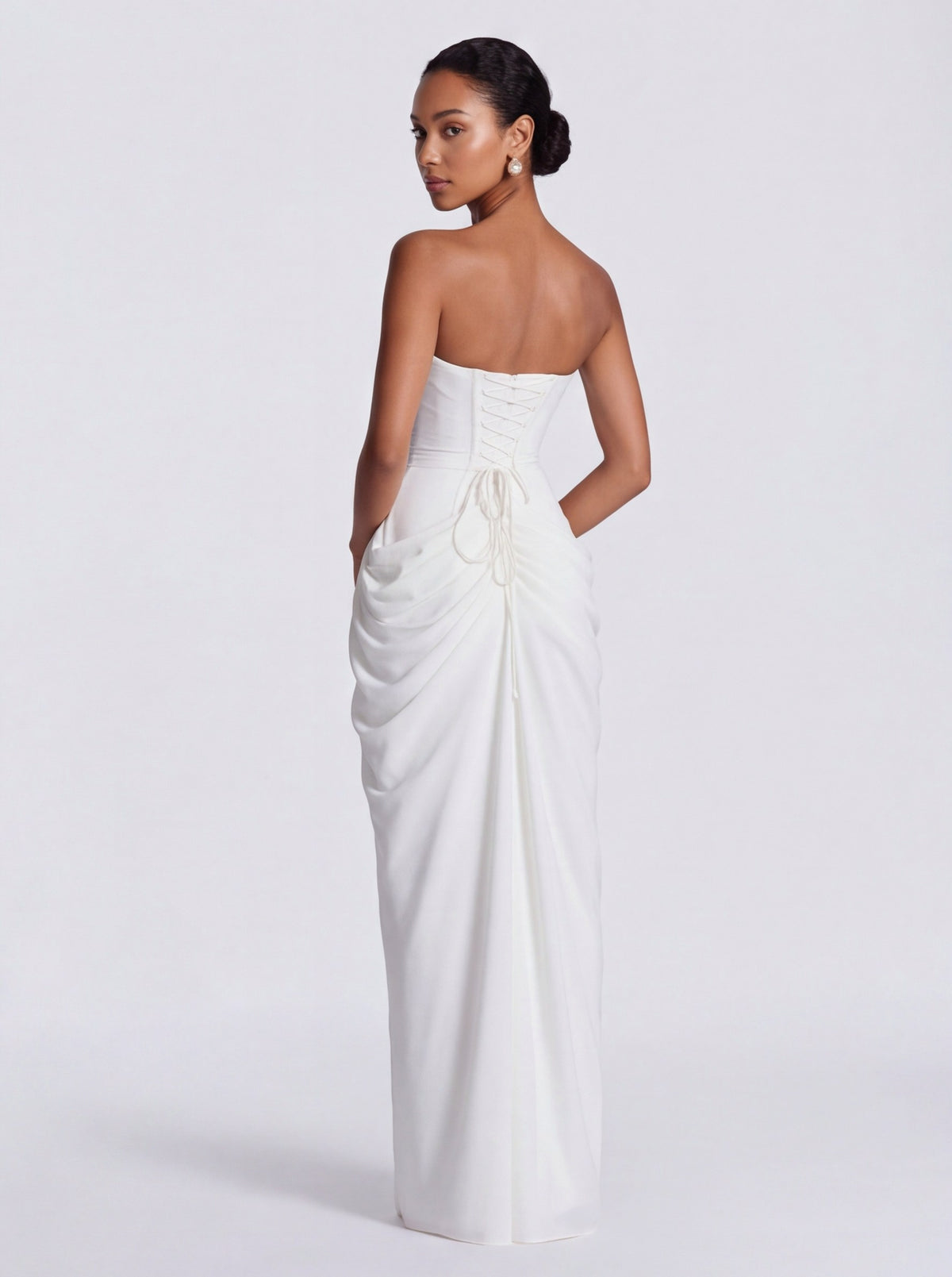 Strapless Corset Ruched Maxi Dress