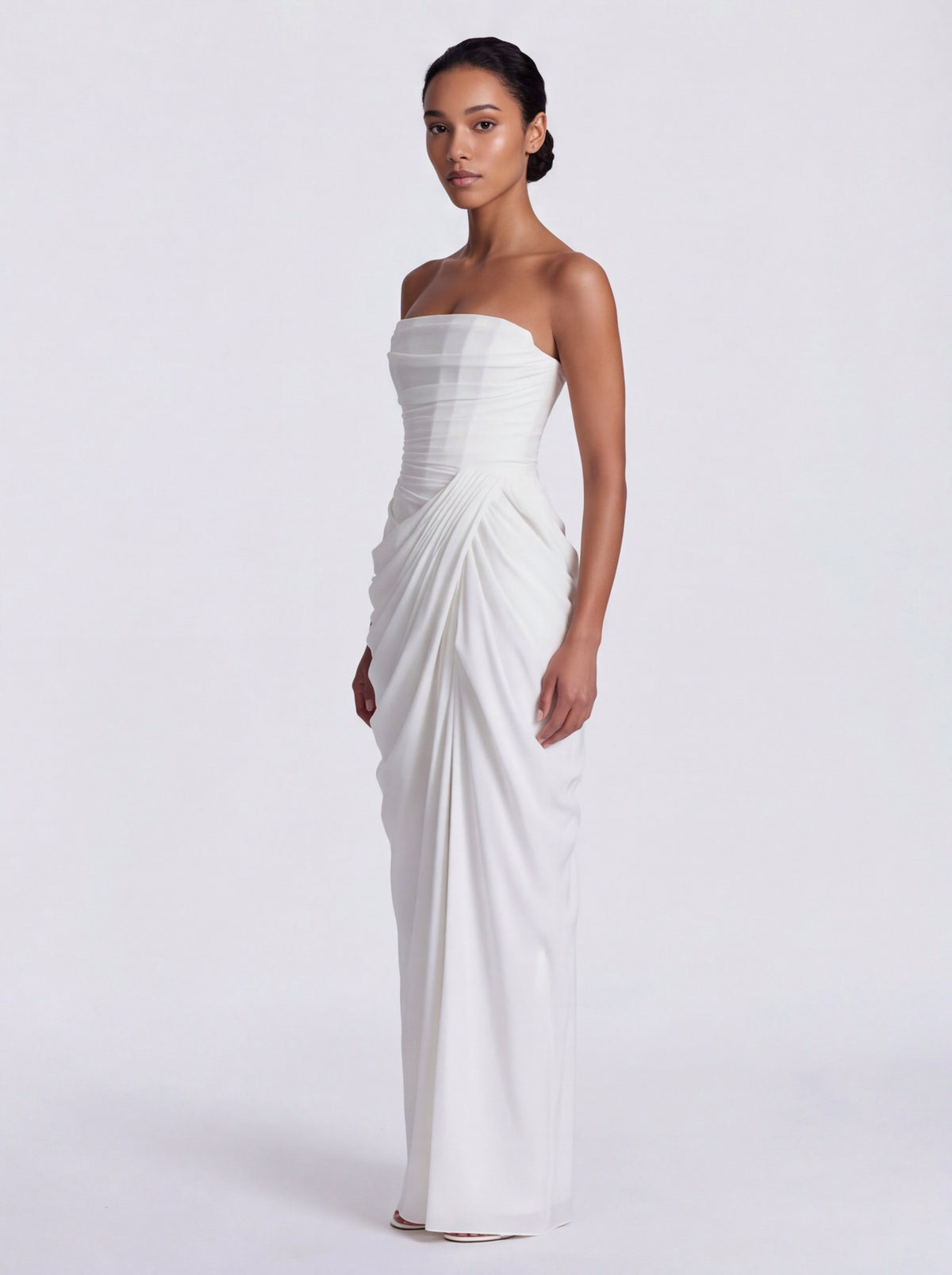 Strapless Corset Ruched Maxi Dress