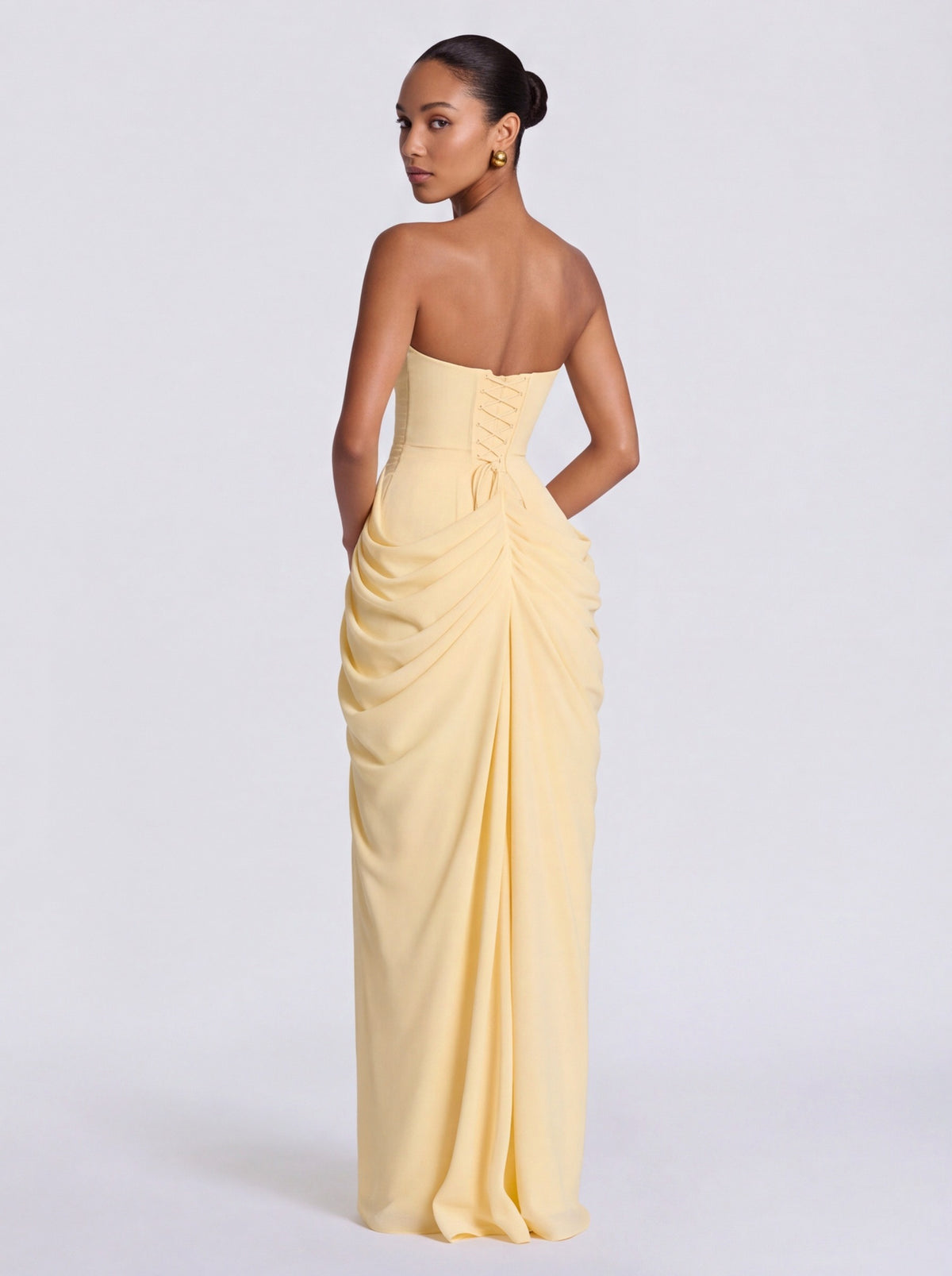 Strapless Corset Ruched Maxi Dress
