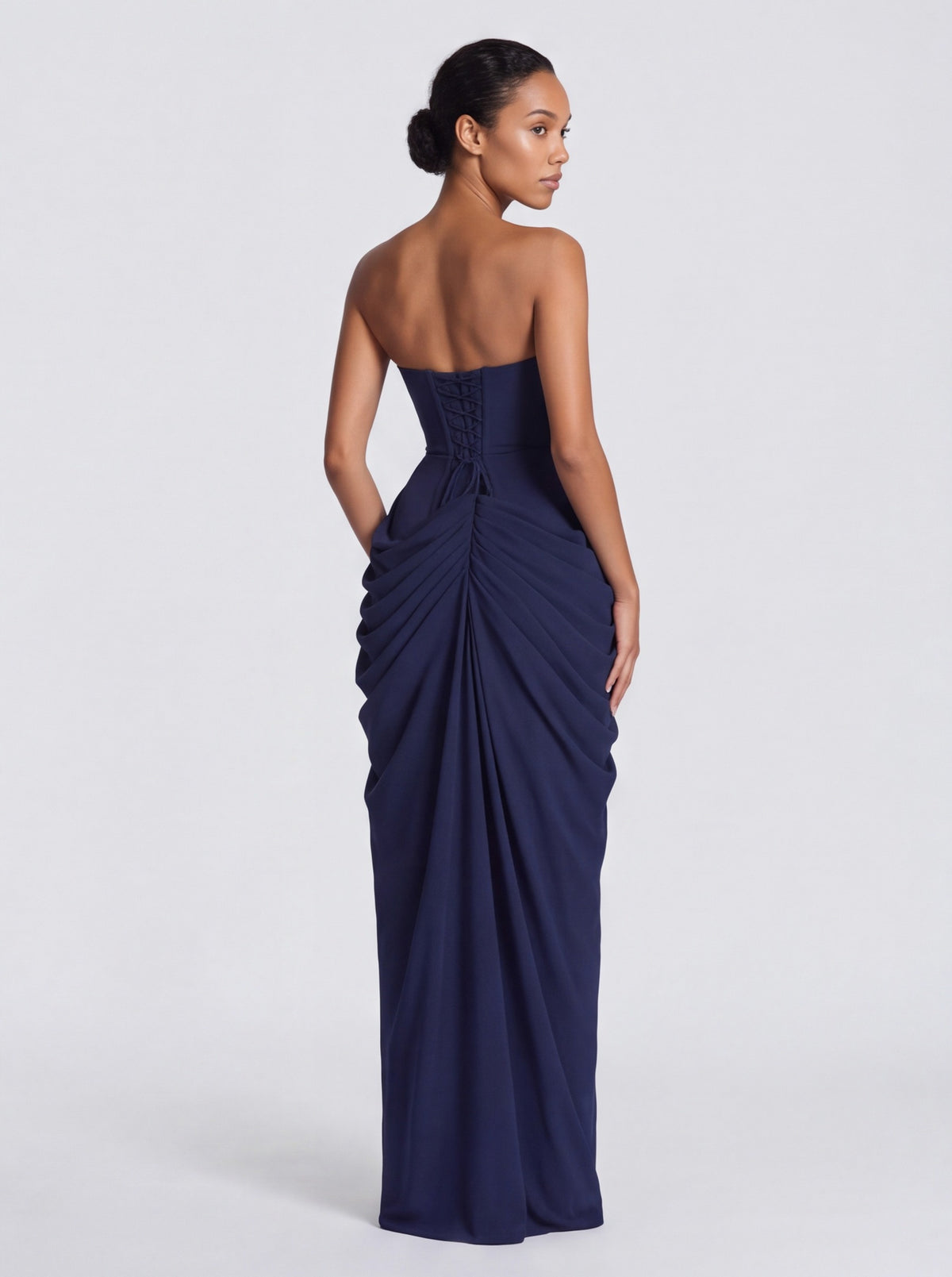 Strapless Corset Ruched Maxi Dress