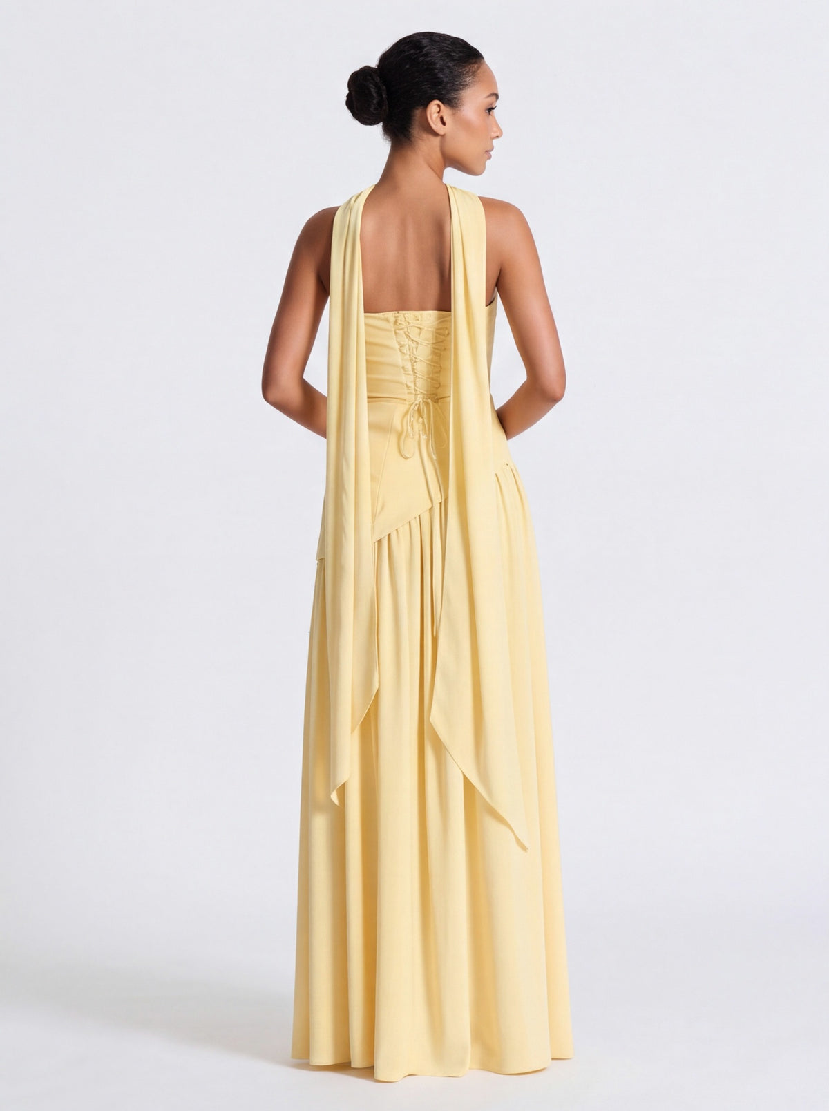 Strapless Drop Waist Pleated Maxi Dress