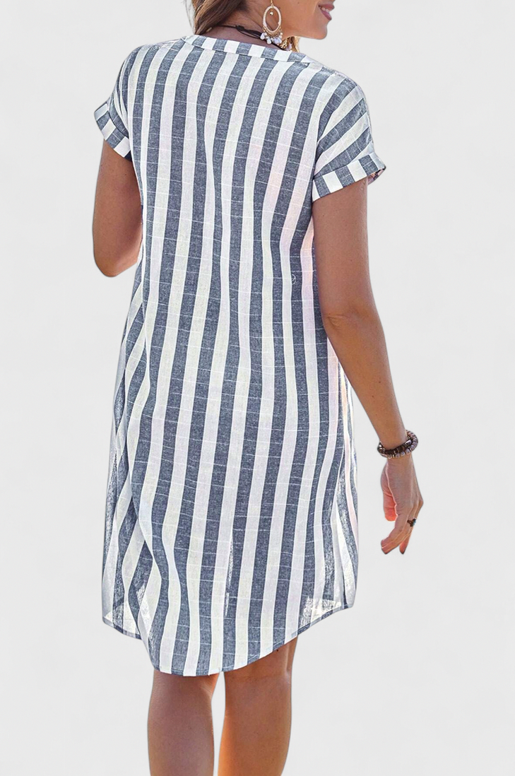 Striped Button Front Shirt Dress