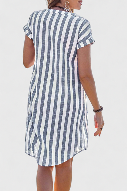 Striped Button Front Shirt Dress