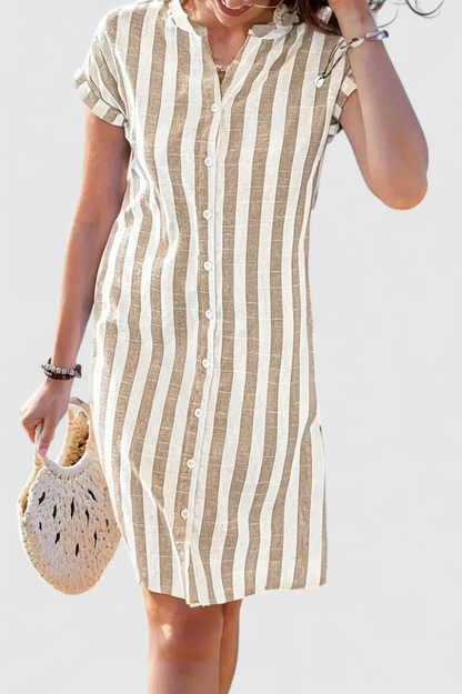 Striped Button Front Shirt Dress
