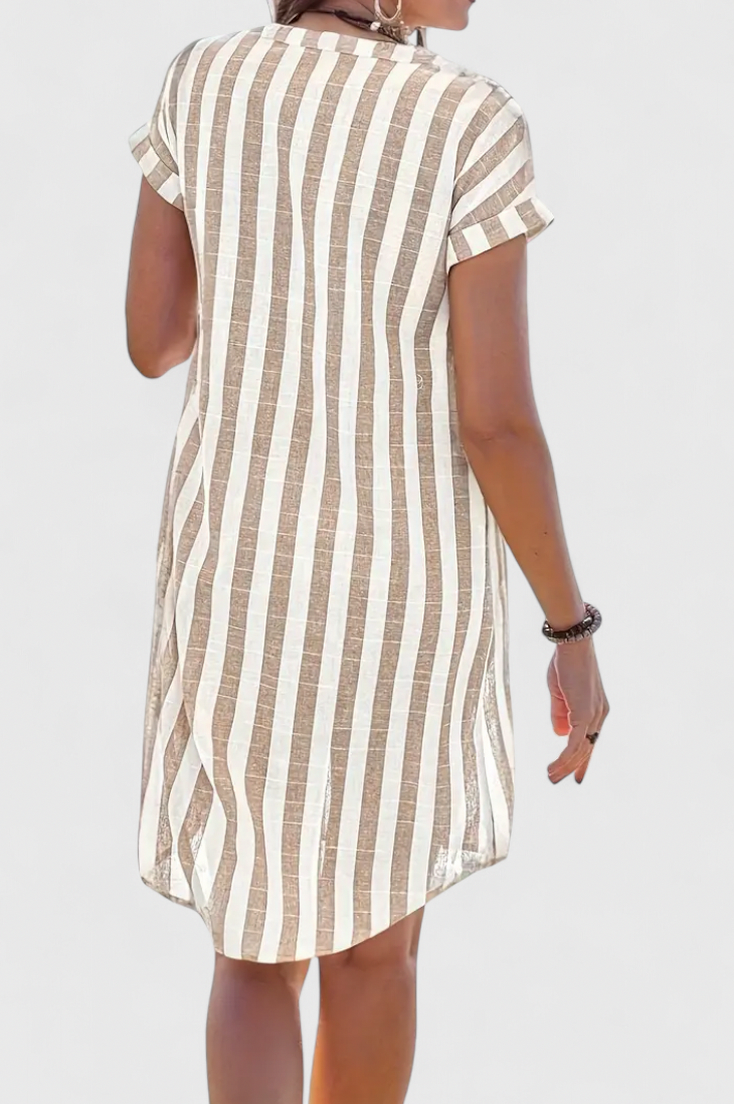 Striped Button Front Shirt Dress