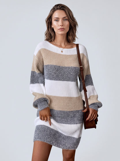 Striped Long Sleeve Sweater Dress