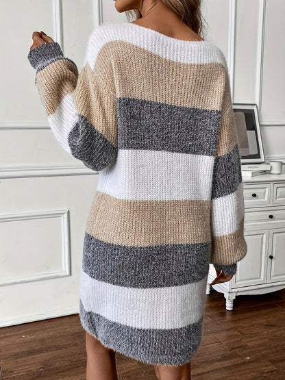 Striped Long Sleeve Sweater Dress