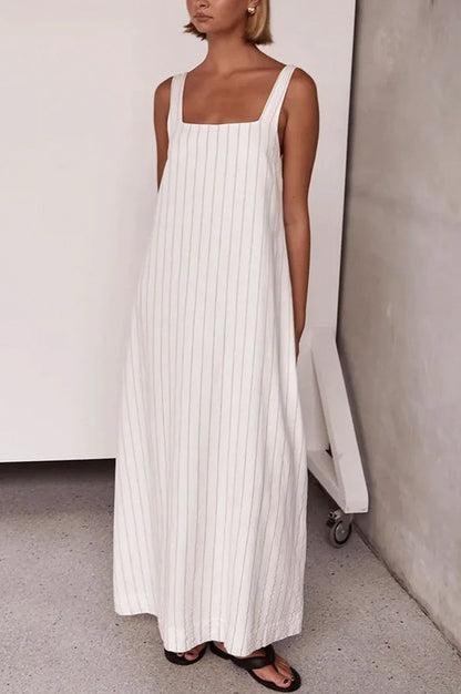 Striped Square Neck Column Maxi Dress