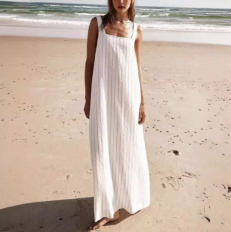 Striped Square Neck Column Maxi Dress