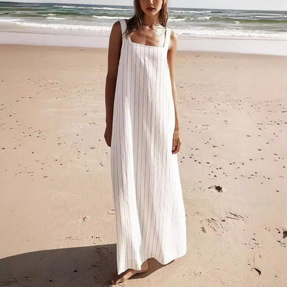 Striped Square Neck Column Maxi Dress