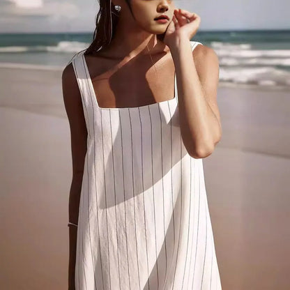 Striped Square Neck Column Maxi Dress